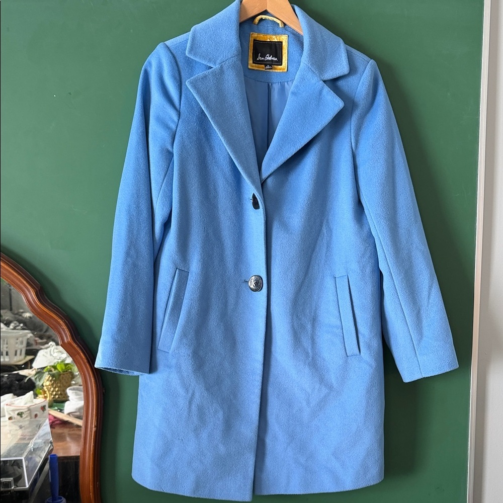 Sam Edelman Light Blue Wool Blend Single-Breasted Pea Coat